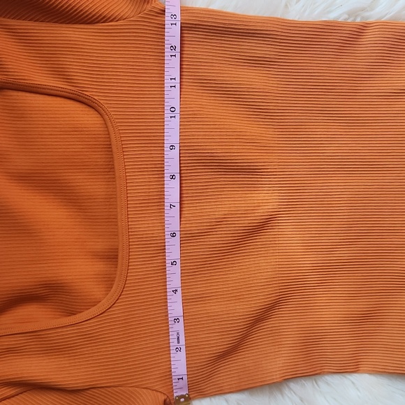 OQQ Women Yoga Long Sleeve Square Neck Jumpsuit Romper Pumpkin - Picture 8 of 10